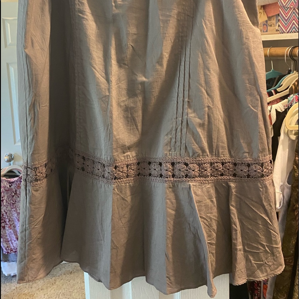Susan Bristol Cotton Aline taupe skirt